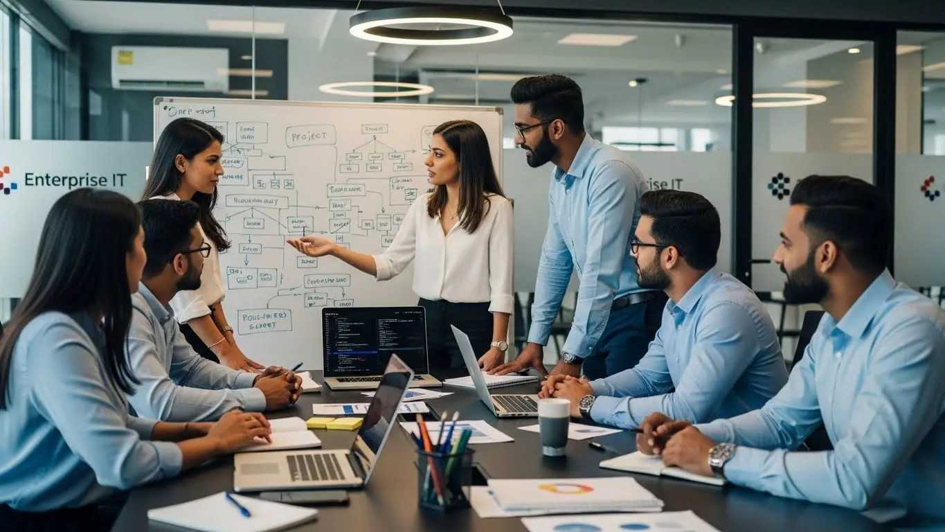 DNexus Corp Software Development Team collaborating in office